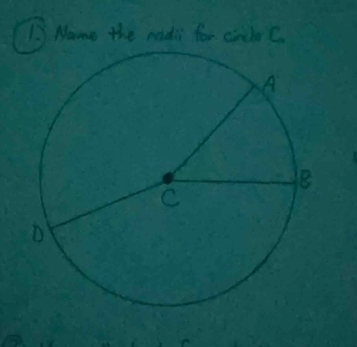 1. name the radii for circle c.