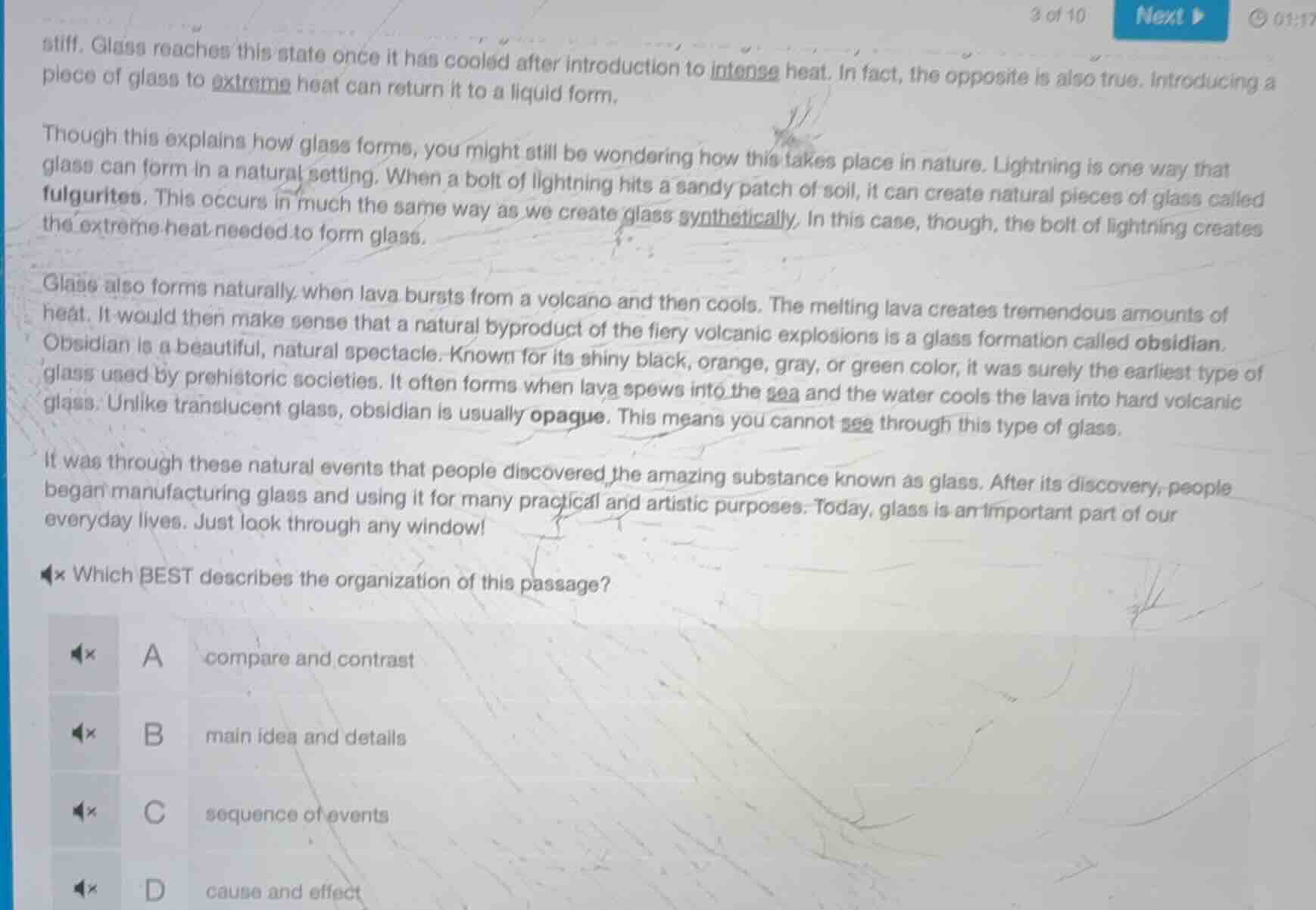 stiff. glass reaches this state once it has cooled after introduction t…
