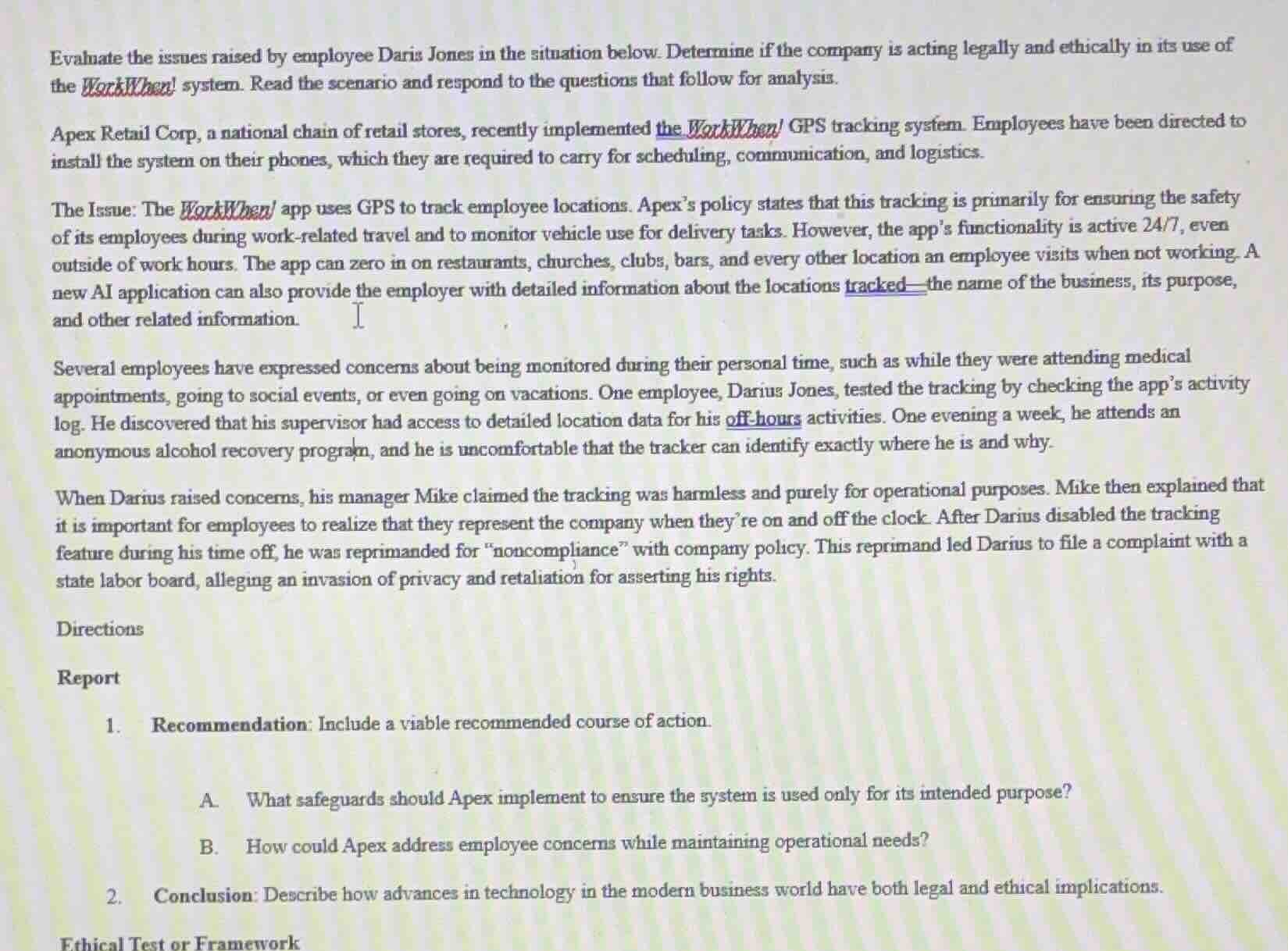 evaluate the issues raised by employee darius jones in the situation be…