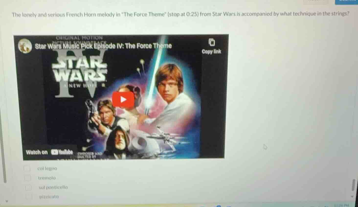 the lonely and serious french horn melody in \the force theme\ (stop at…