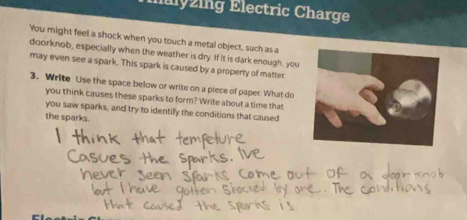 analyzing electric charge you might feel a shock when you touch a metal…
