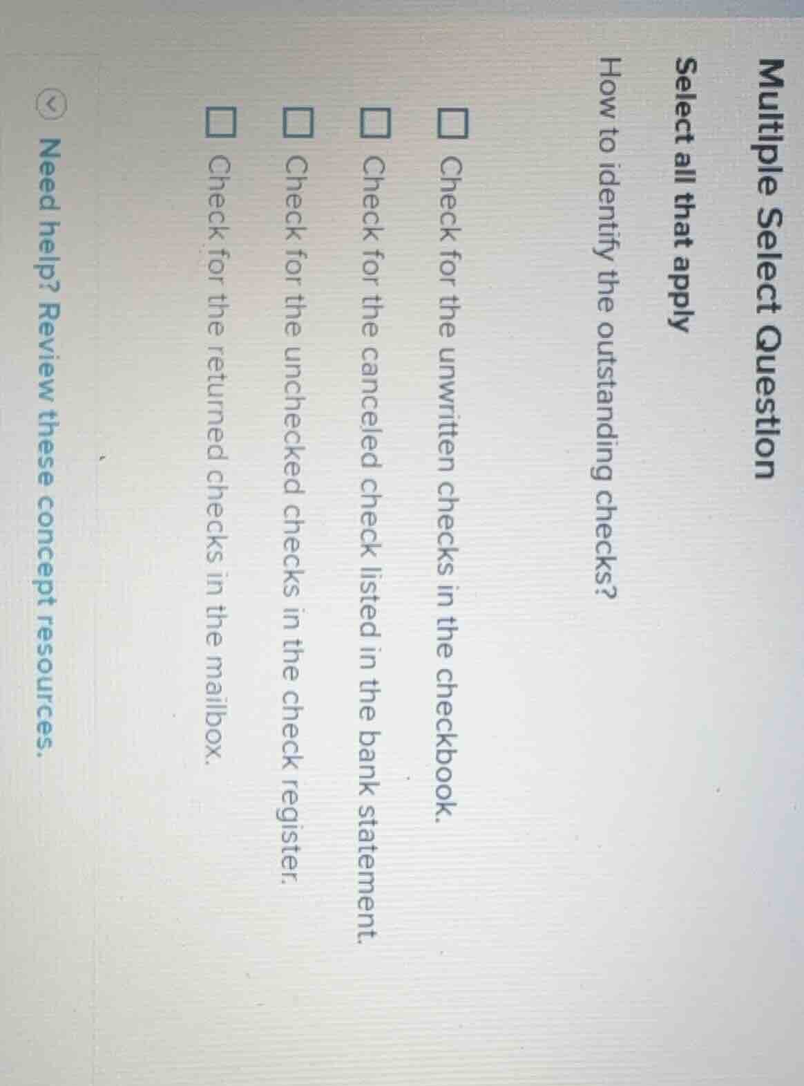 multiple select question select all that apply how to identify the outs…