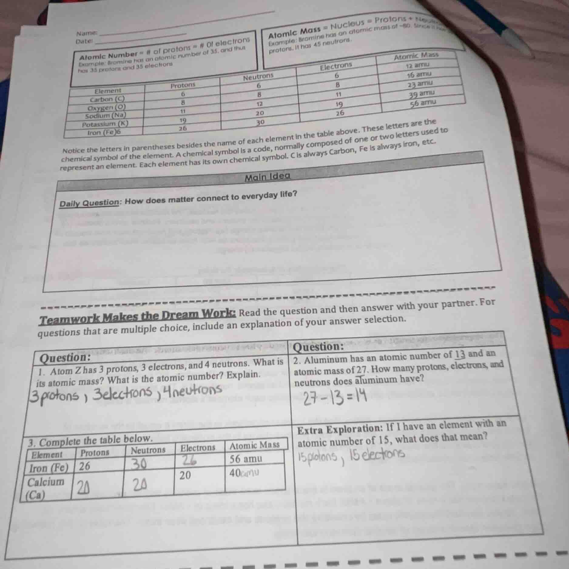 name: date: atomic number = # of protons = # of electrons example: brom…