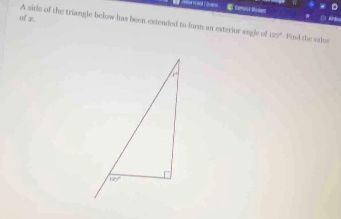 a side of the triangle below has been extended to form an exterior angl…