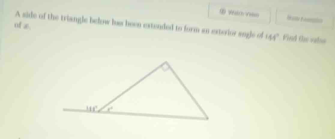 a side of the triangle below has been extended to form an exterior angl…