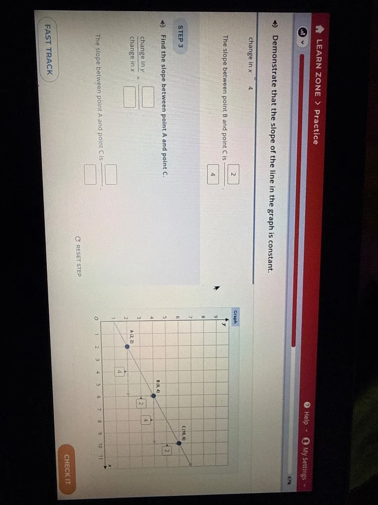 learn zone > practice demonstrate that the slope of the line in the gra…