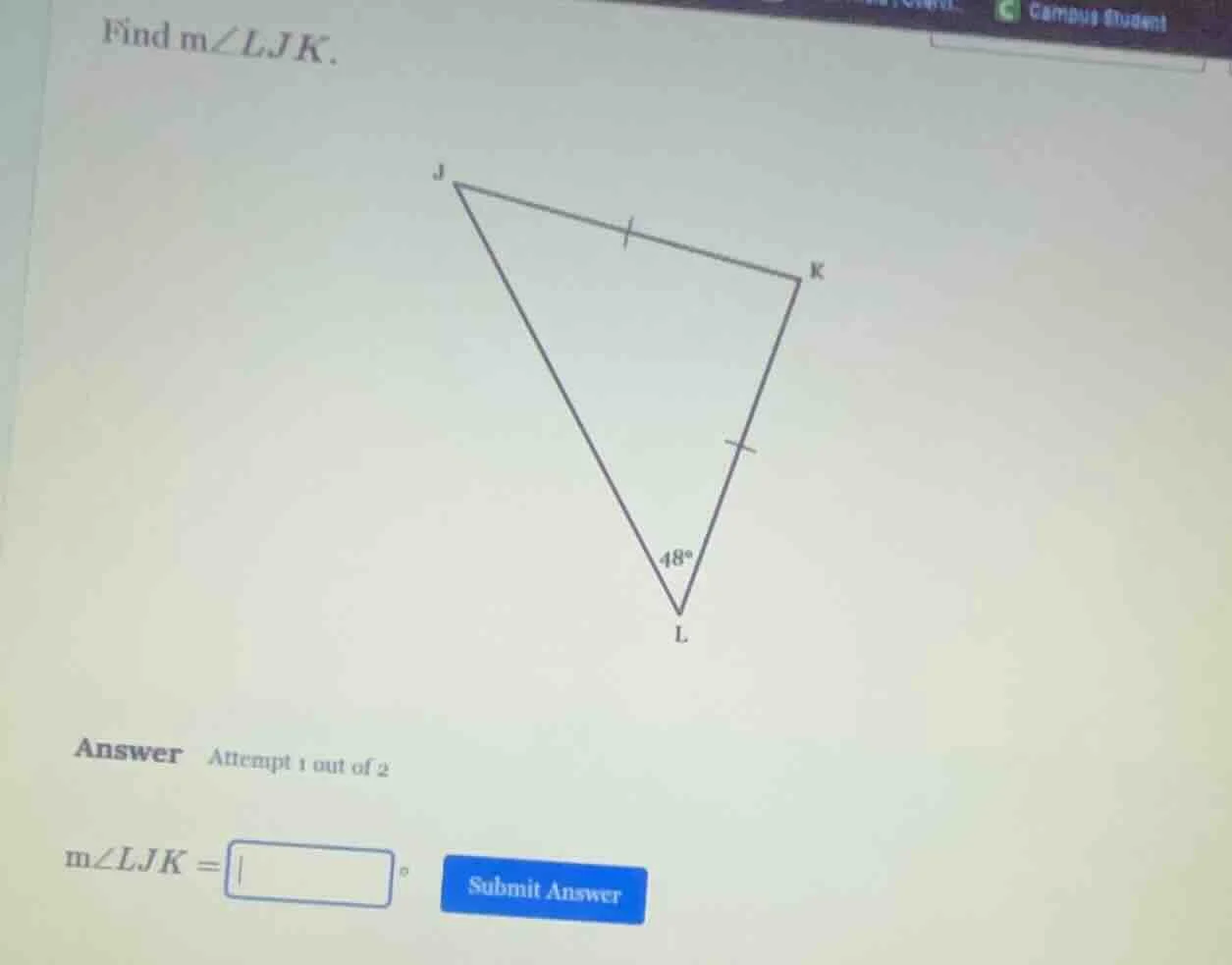 find ( mangle ljk ). answer attempt 1 out of 2 ( mangle ljk = square^ci…
