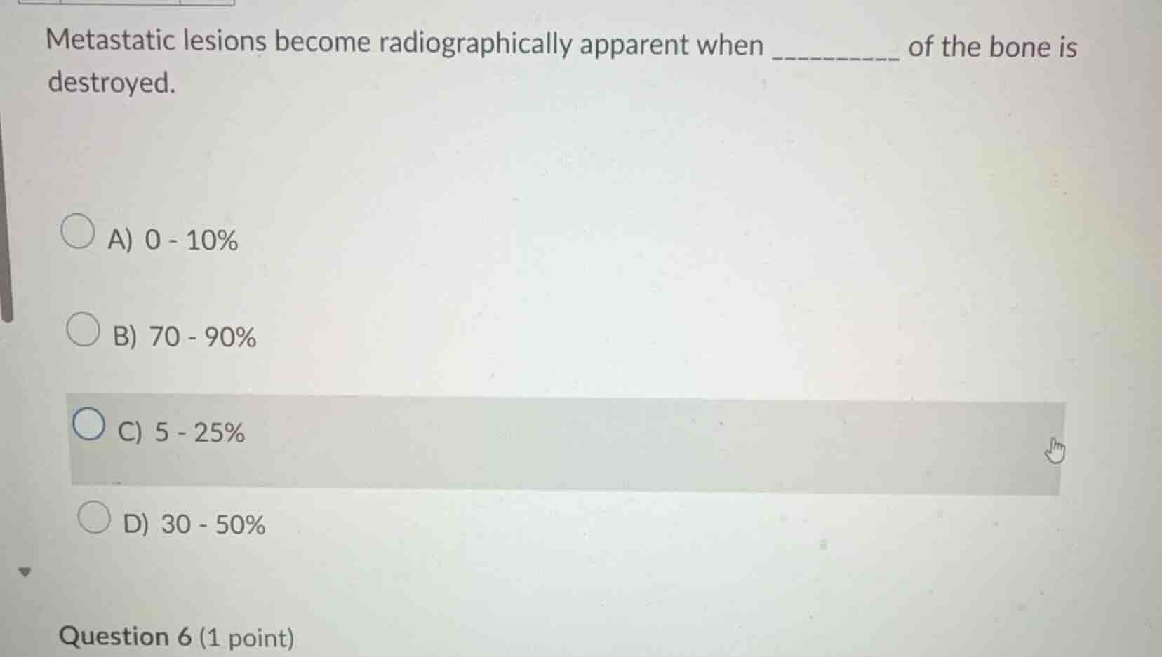 metastatic lesions become radiographically apparent when _______ of the…