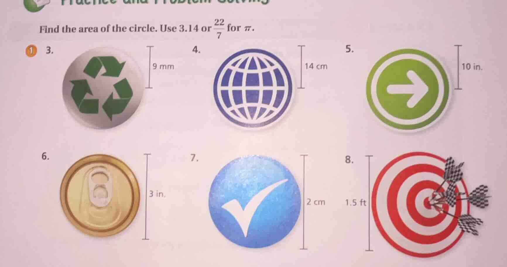 find the area of the circle. use 3.14 or \\(\\frac{22}{7}\\) for \\(\\p…