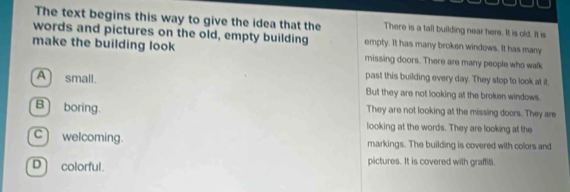 the text begins this way to give the idea that the words and pictures o…