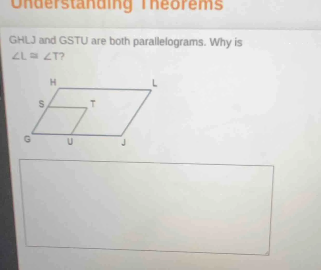 understanding theorems ghlj and gstu are both parallelograms. why is $\…