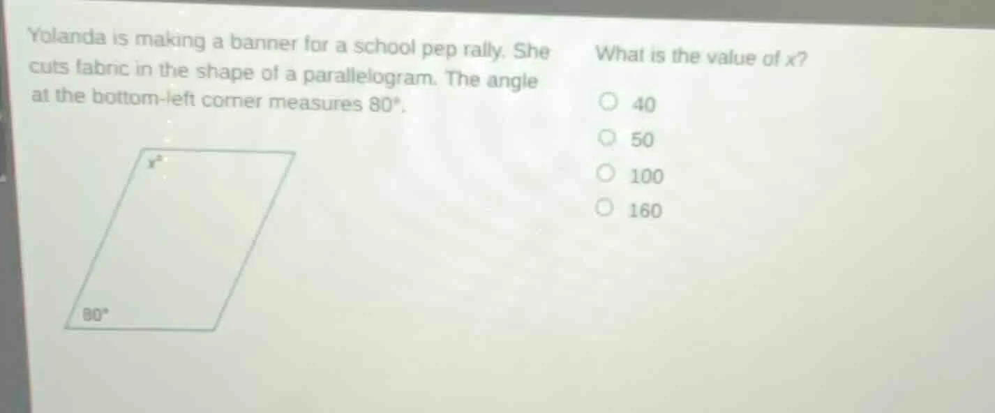 yolanda is making a banner for a school pep rally. she cuts fabric in t…