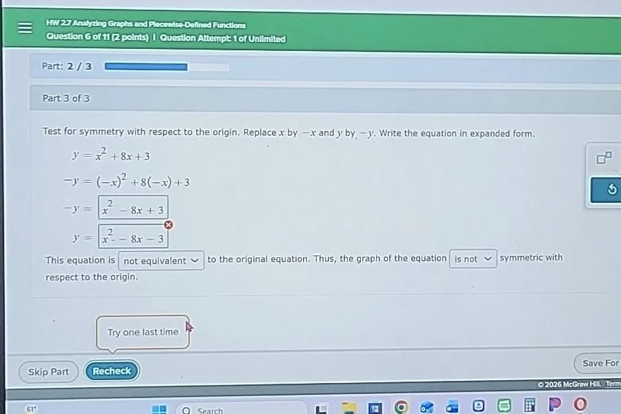 hw 2.7 analyzing graphs and piecewise-defined functions question 6 of 1…