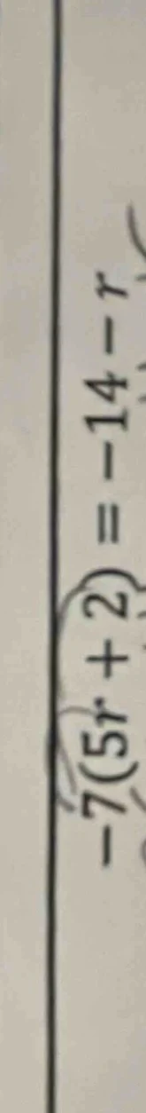 -7(5r + 2) = -14 - r