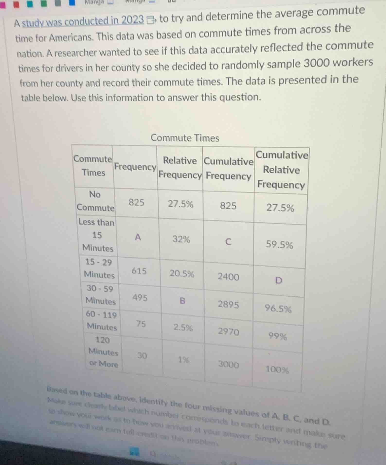 a study was conducted in 2023 to try and determine the average commute …