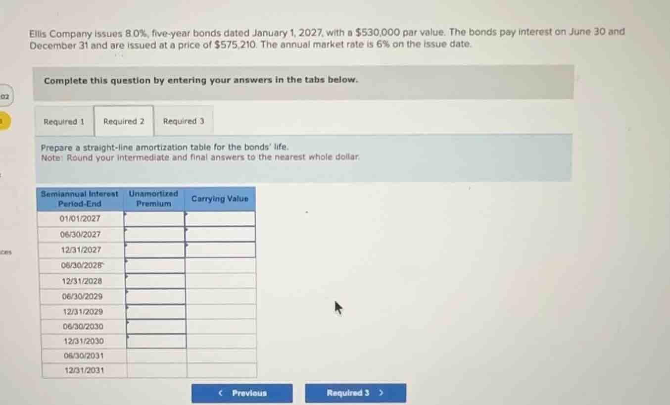 ellis company issues 8.0%, five-year bonds dated january 1, 2027, with …