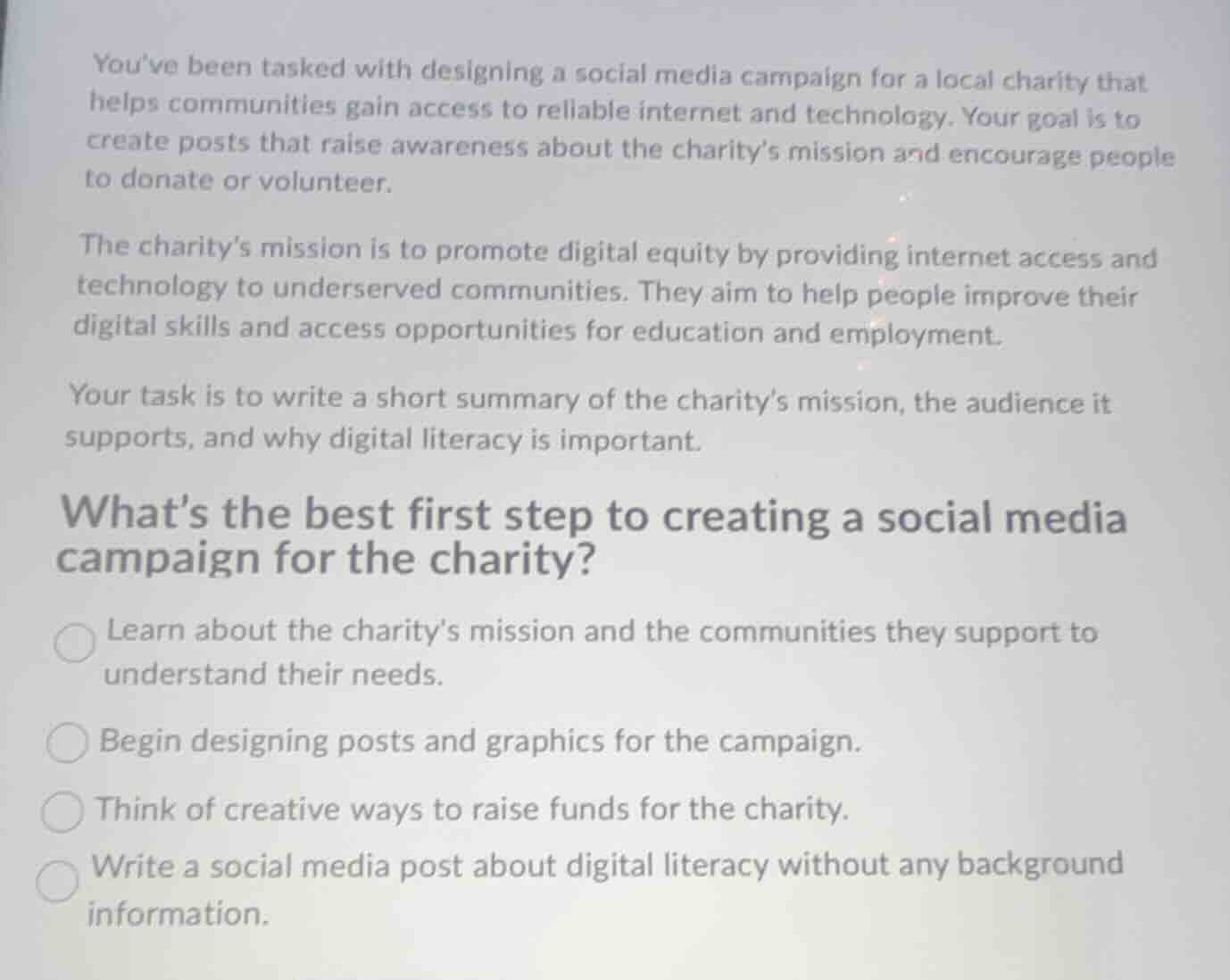 youve been tasked with designing a social media campaign for a local ch…