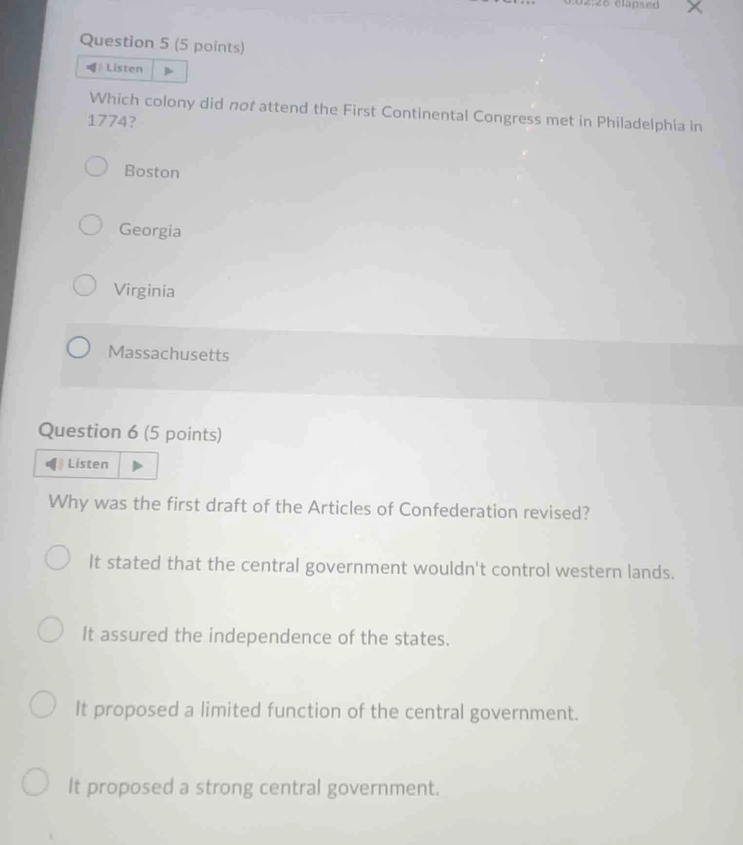question 5 (5 points) listen which colony did not attend the first cont…