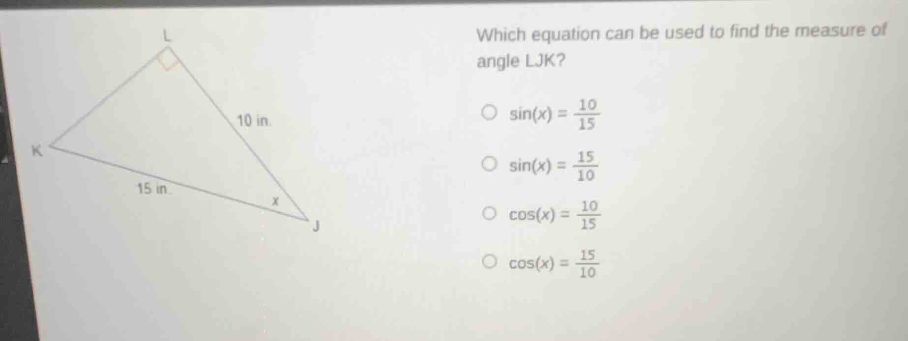 which equation can be used to find the measure of angle ljk? \\(\\bigci…