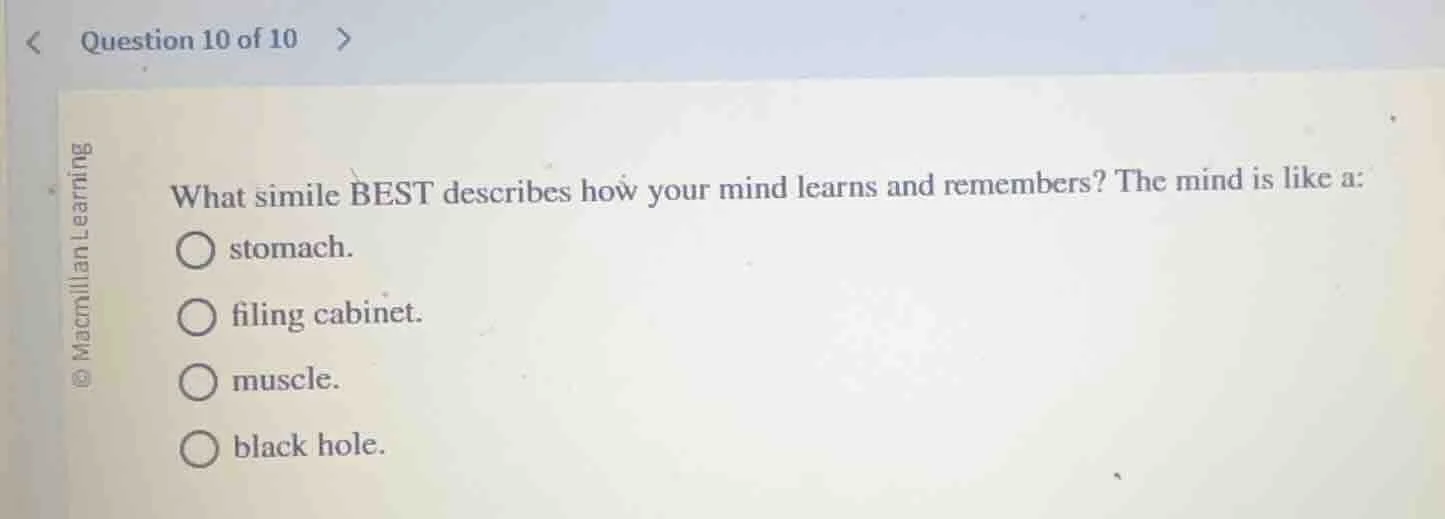 what simile best describes how your mind learns and remembers? the mind…