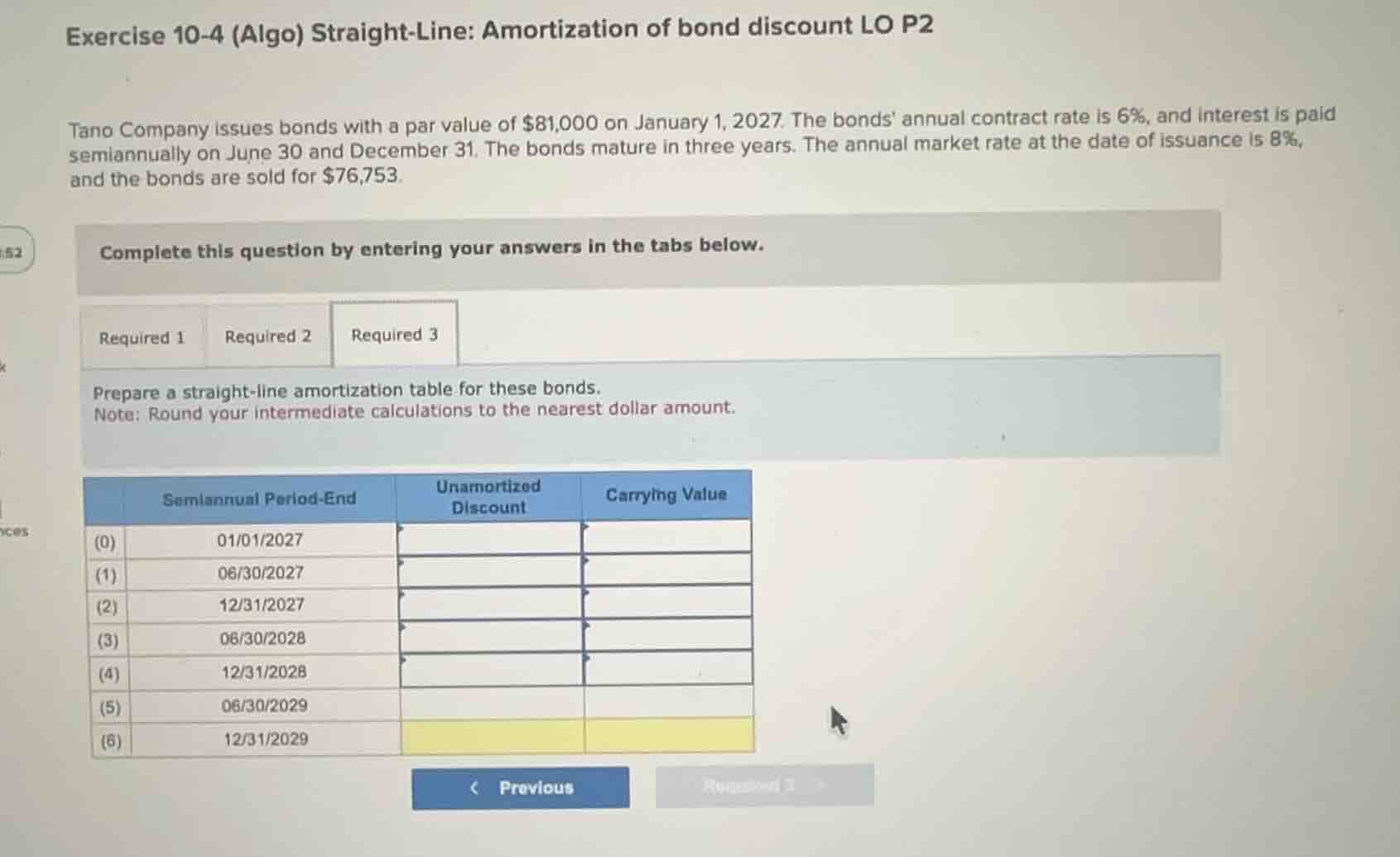 exercise 10-4 (algo) straight-line: amortization of bond discount lo p2…