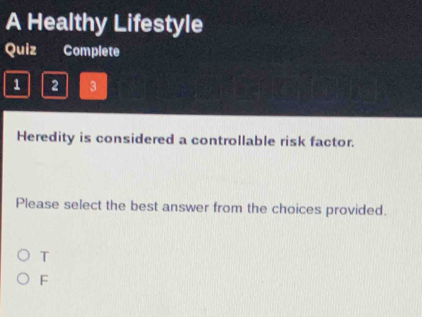 a healthy lifestyle quiz complete 1 2 3 heredity is considered a contro…