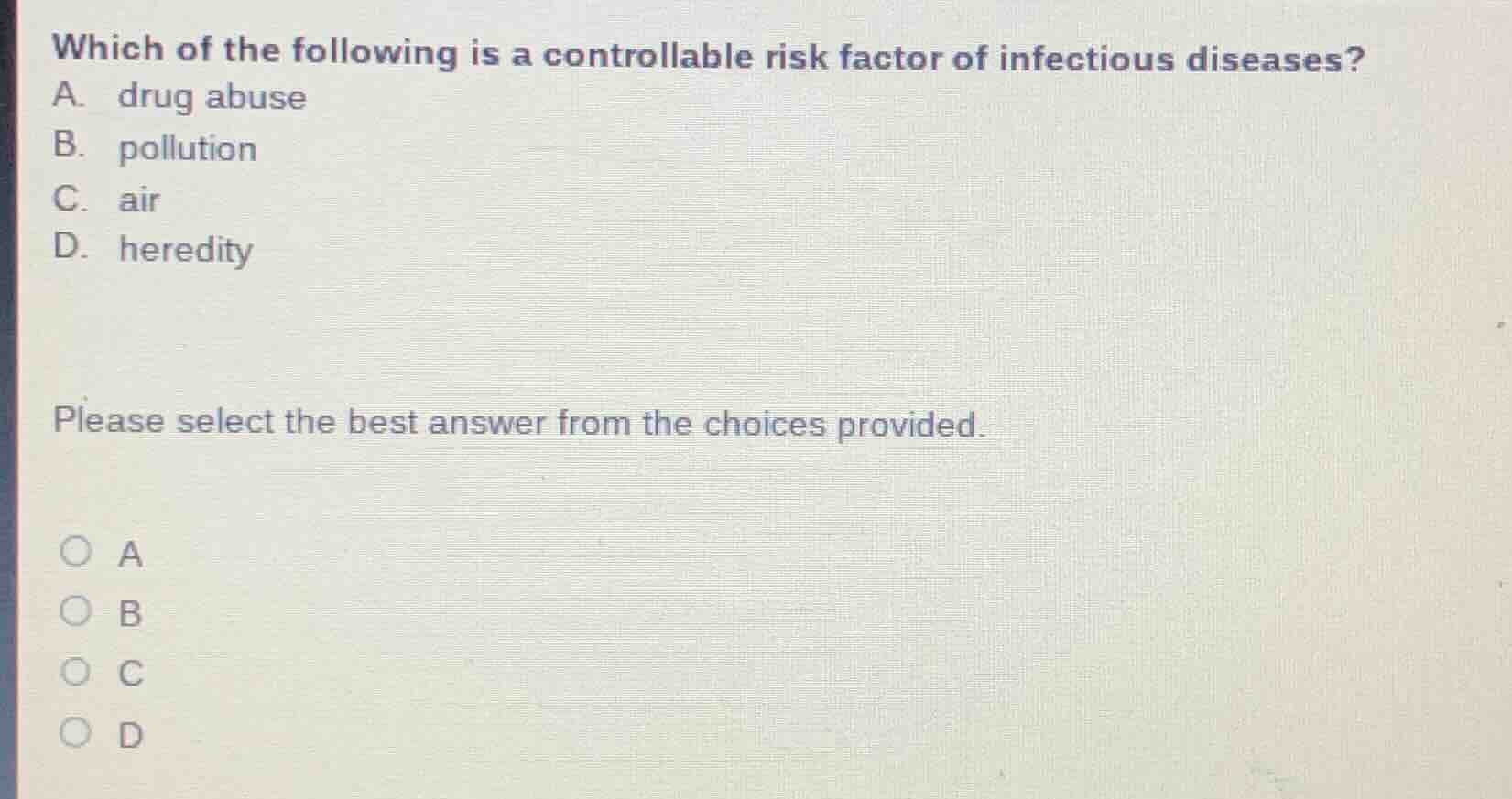 which of the following is a controllable risk factor of infectious dise…