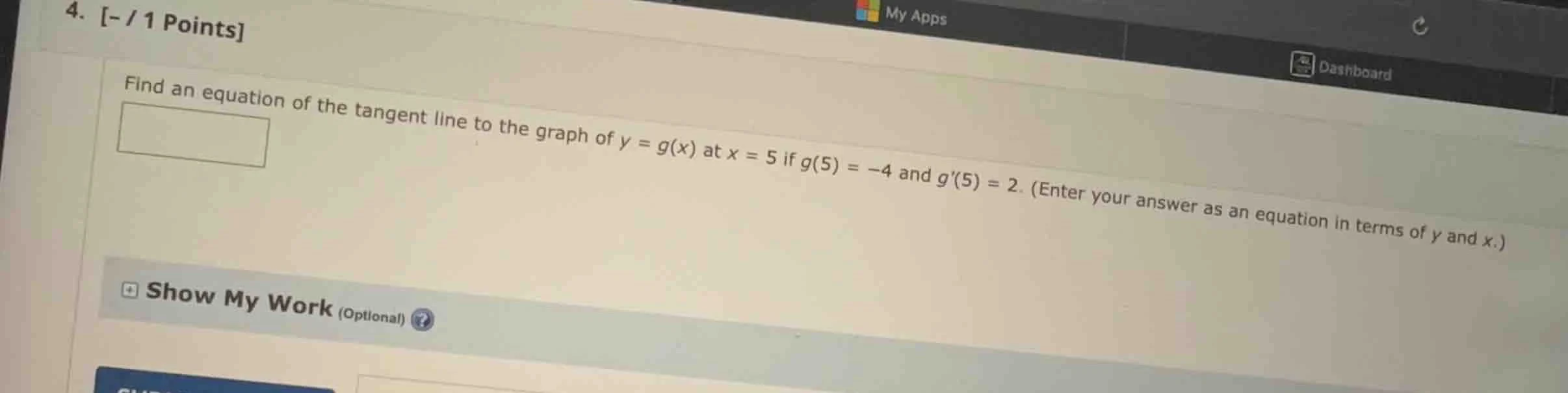 find an equation of the tangent line to the graph of $y = g(x)$ at $x =…