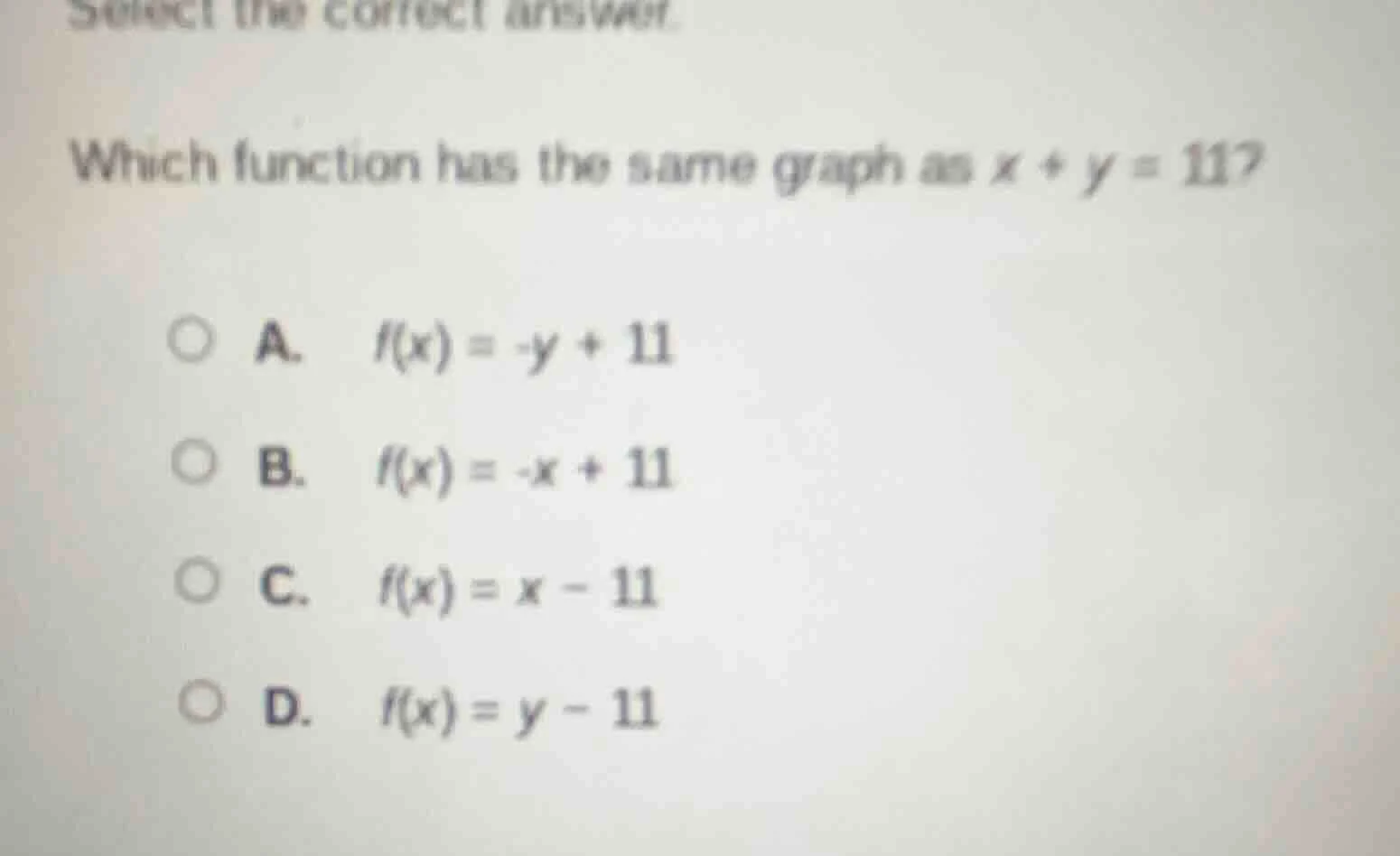 select the correct answer. which function has the same graph as ( x + y…