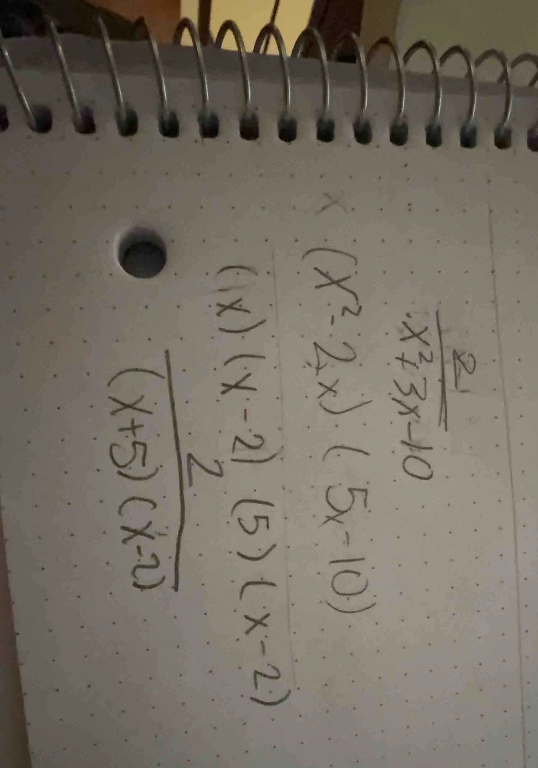8/ x²+3x-10 (x²-2x)(5x-10) (x)(x-2)(5)(x-2) 2/ (x+5)(x-2)