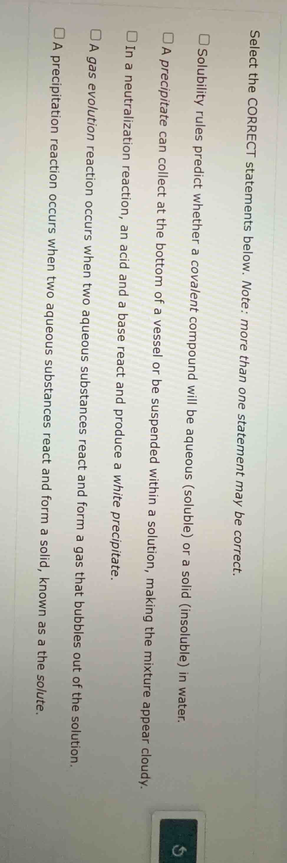 select the correct statements below. note: more than one statement may …