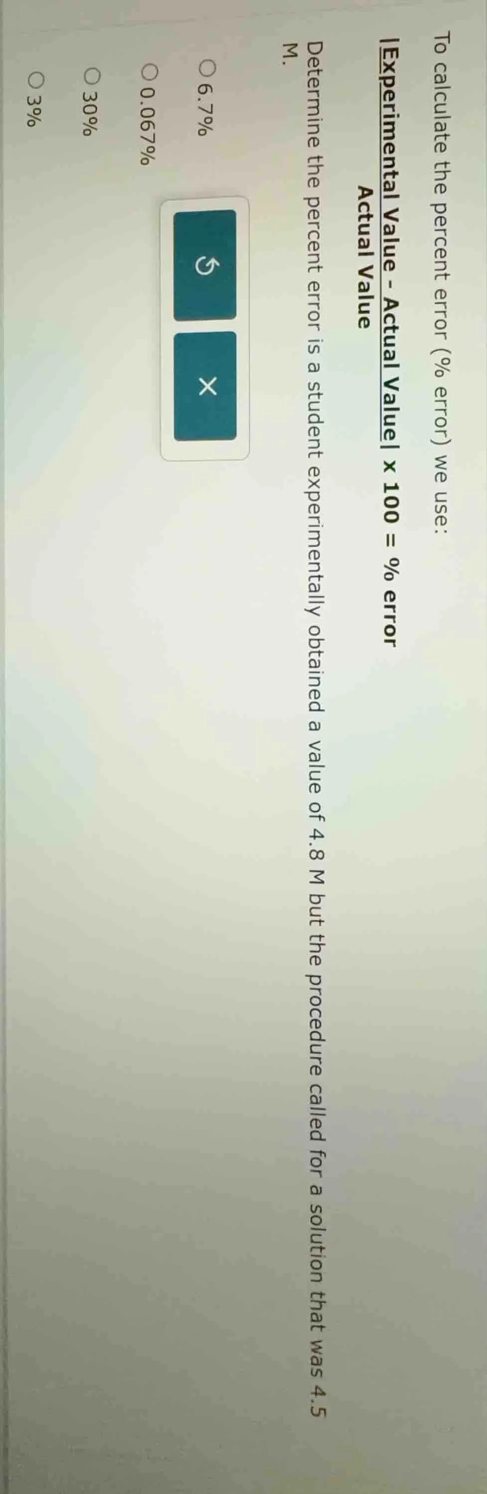 to calculate the percent error (% error) we use: |experimental value - …