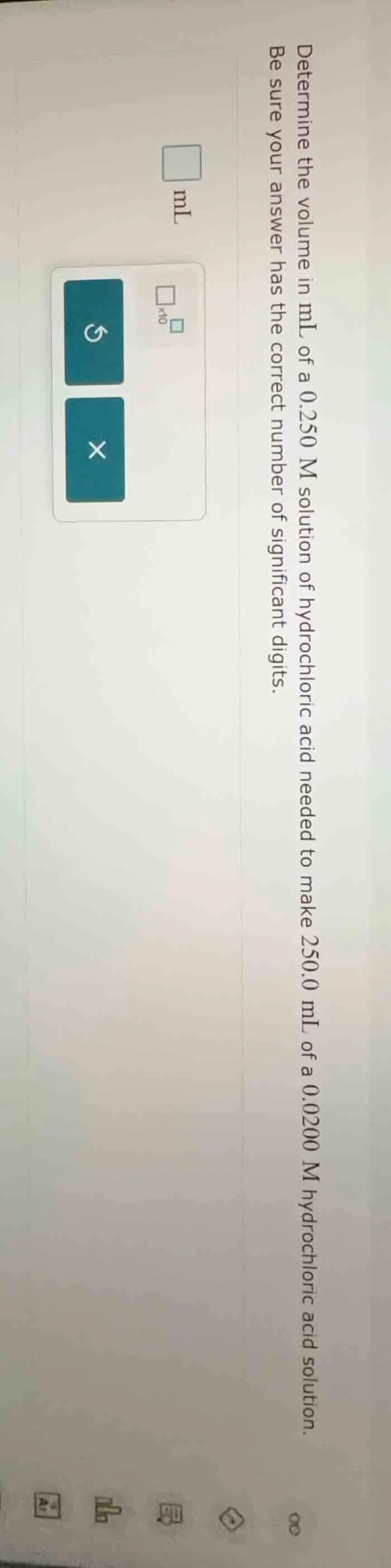 determine the volume in ml of a 0.250 m solution of hydrochloric acid n…