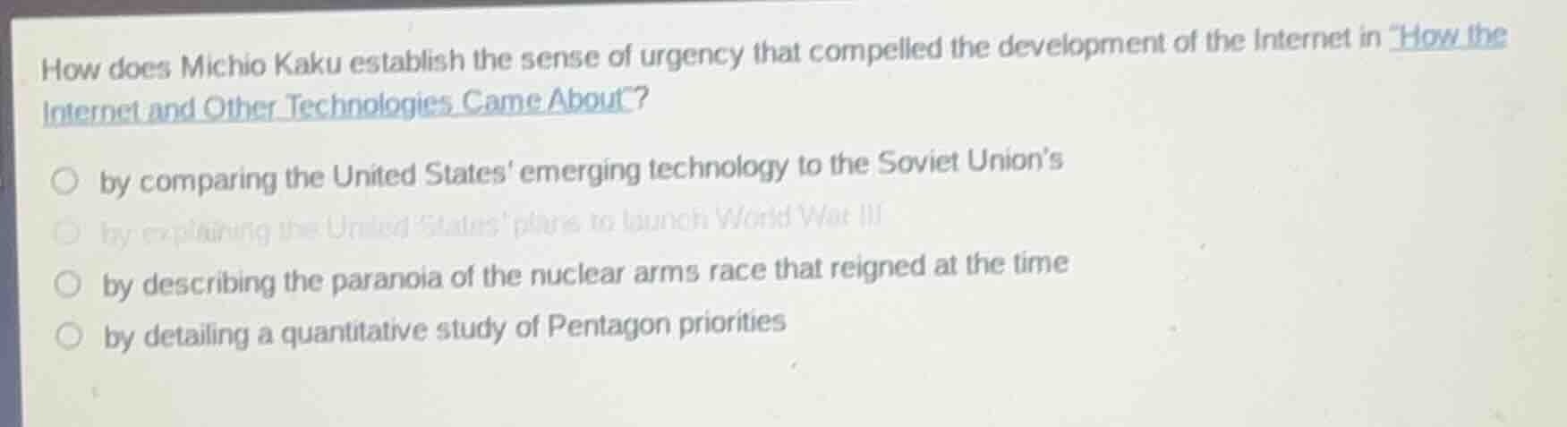 how does michio kaku establish the sense of urgency that compelled the …