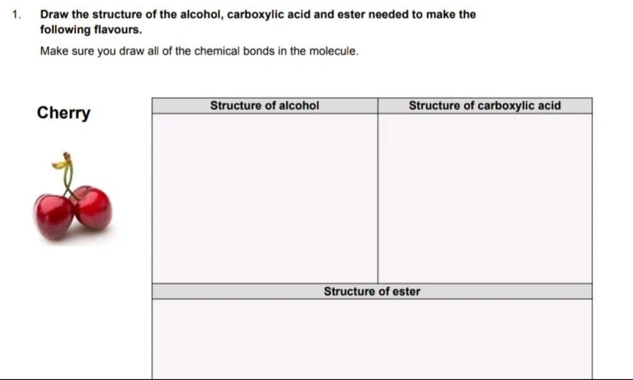 1. draw the structure of the alcohol, carboxylic acid and ester needed …