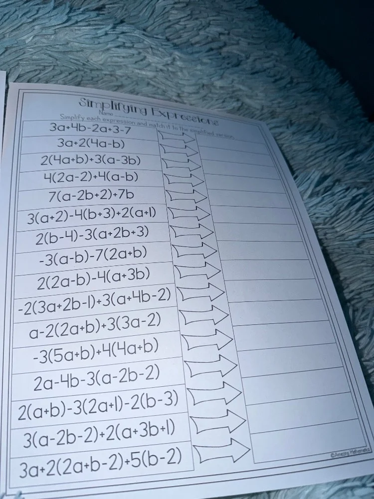 simplifying expressions name ____ simplify each expression and match it…