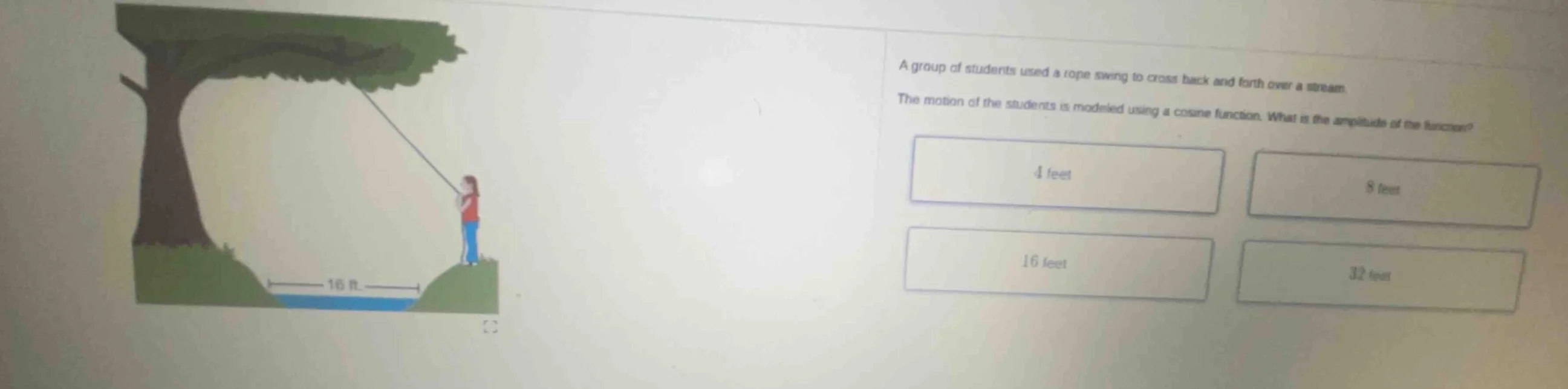 a group of students used a rope swing to cross back and forth over a st…