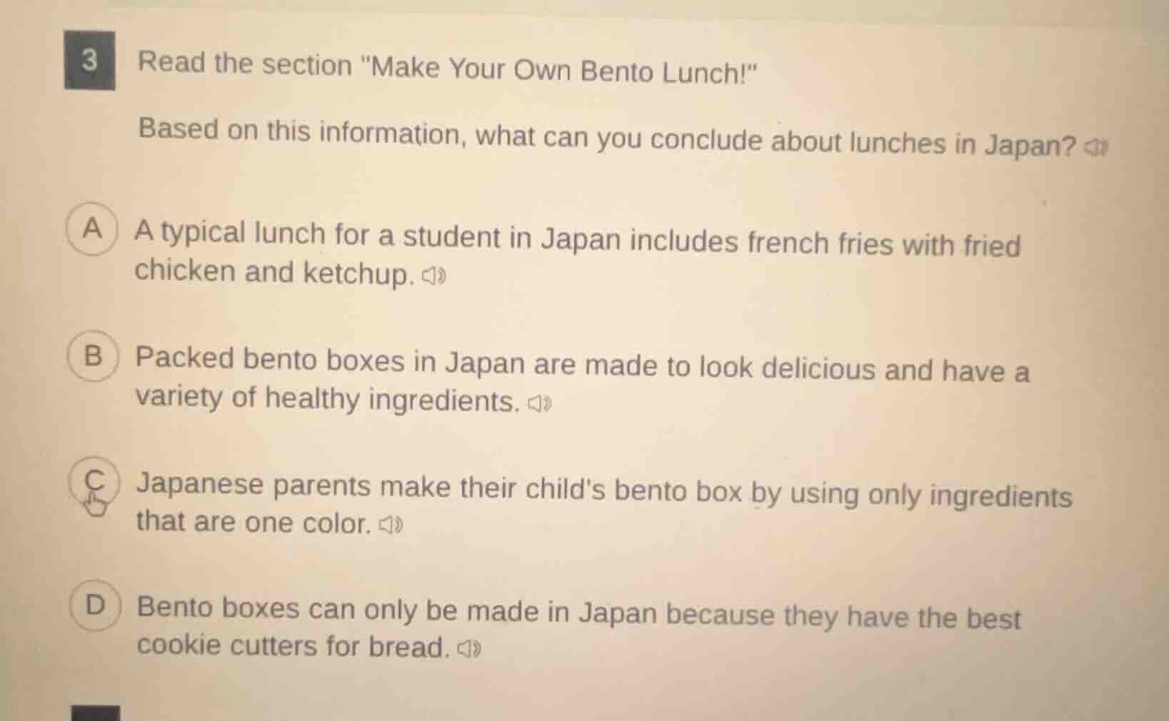3 read the section \make your own bento lunch!\ based on this informati…