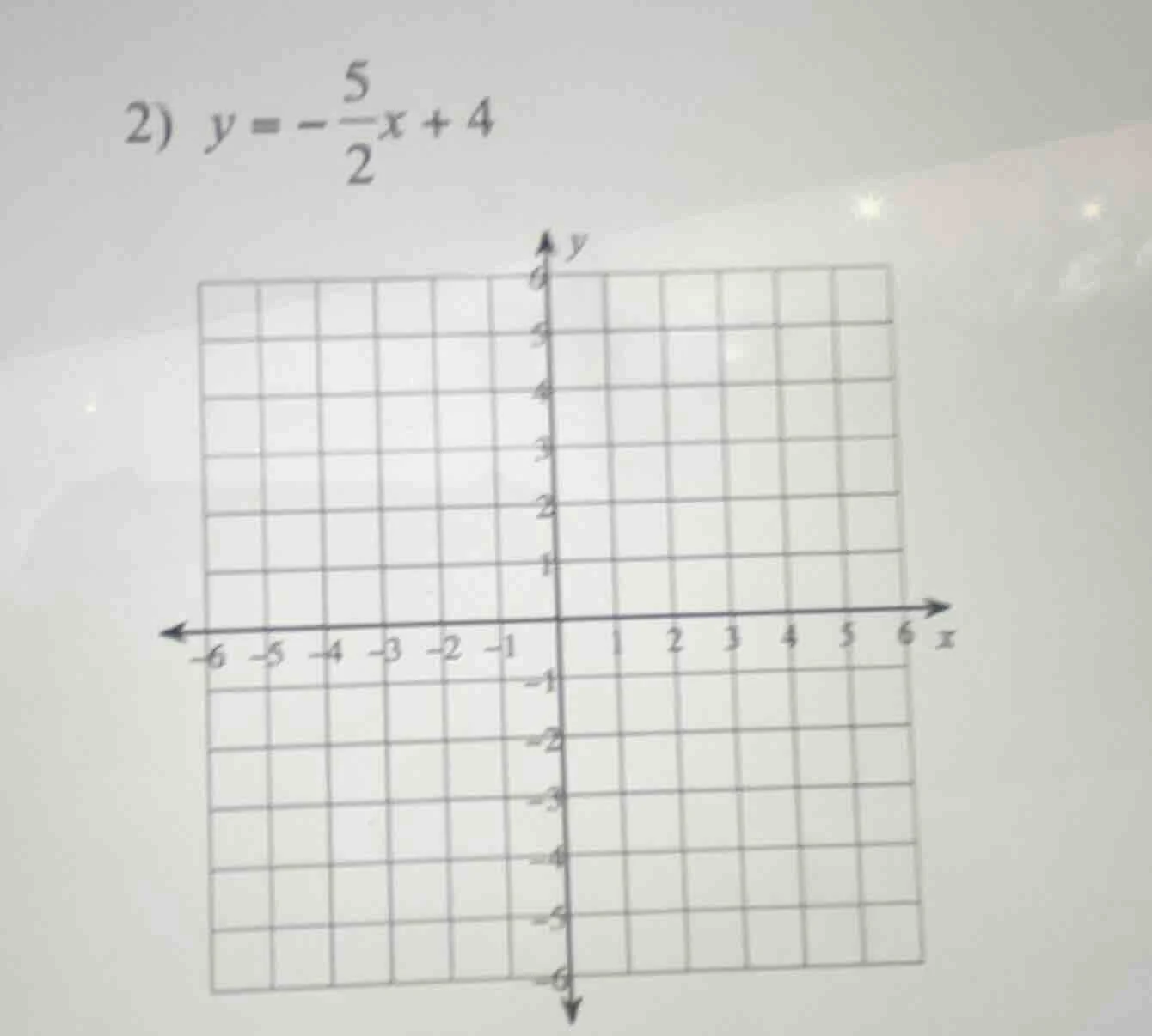 2) $y = -\frac{5}{2}x + 4$