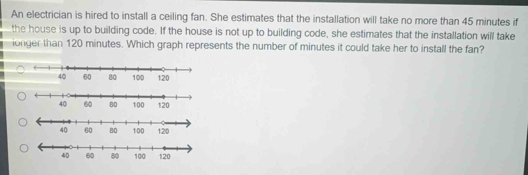 an electrician is hired to install a ceiling fan. she estimates that th…