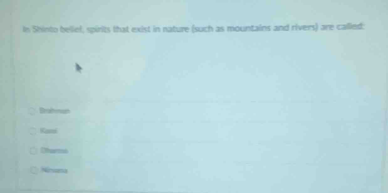 in shinto belief, spirits that exist in nature (such as mountains and r…