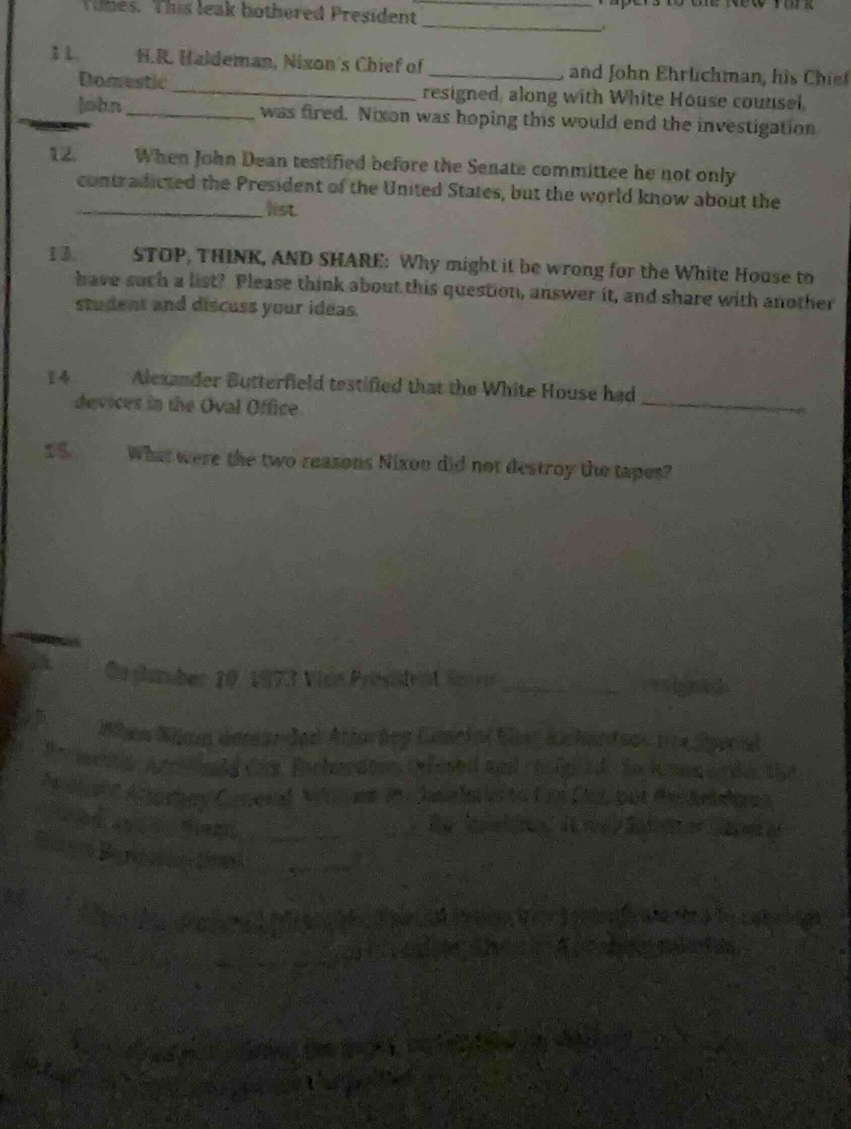 this leak bothered president _______________ 11. h.r. haldeman, nixons …