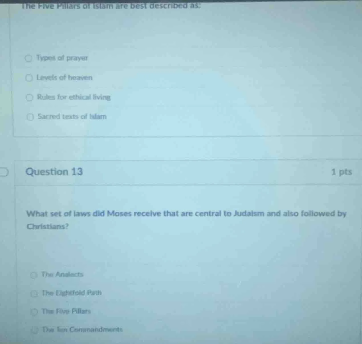 the five pillars of islam are best described as:types of prayerlevels o…