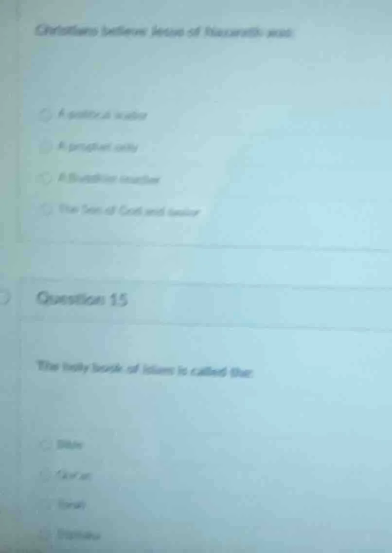 christians believe jesus of nazareth was:a political leadera prophet on…