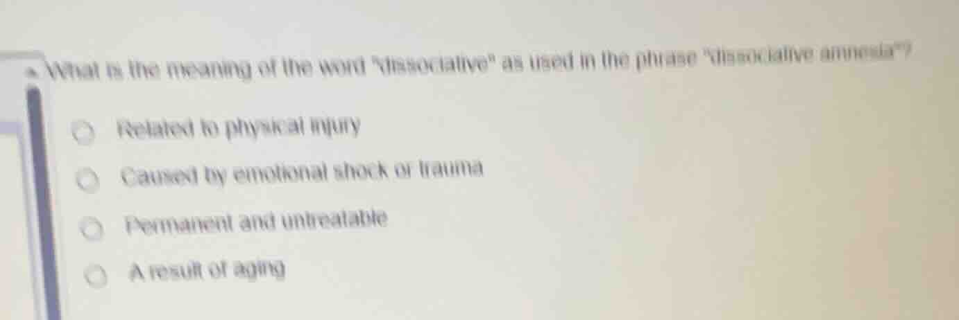 what is the meaning of the word \dissociative\ as used in the phrase \d…