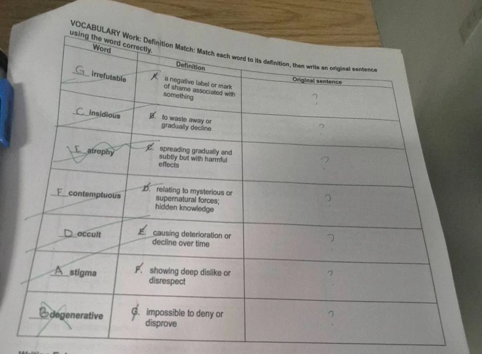 vocabulary work: definition match: match each word to its definition, t…