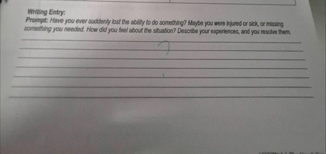 writing entry: prompt: have you ever suddenly lost the ability to do so…