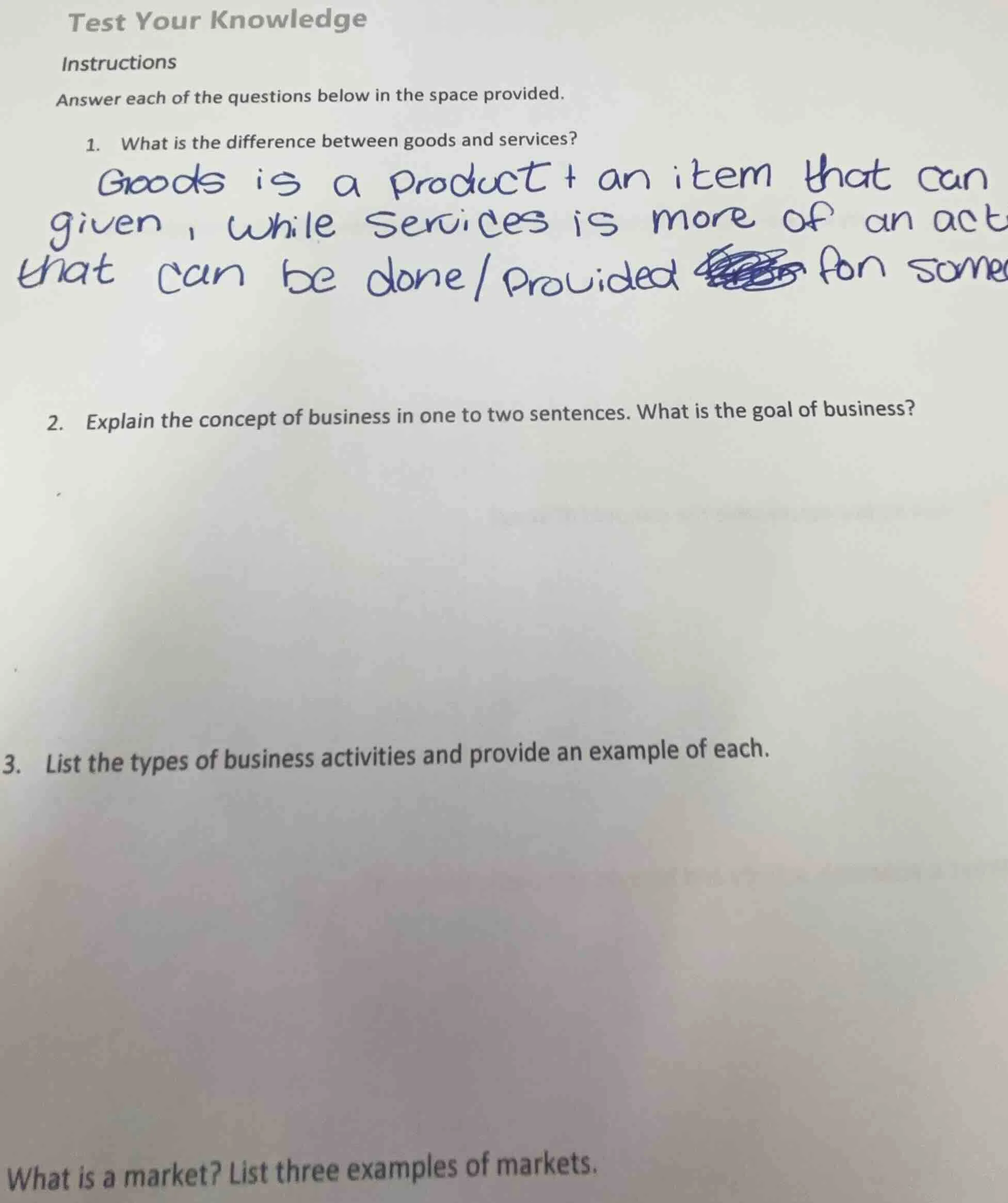 test your knowledge instructions answer each of the questions below in …