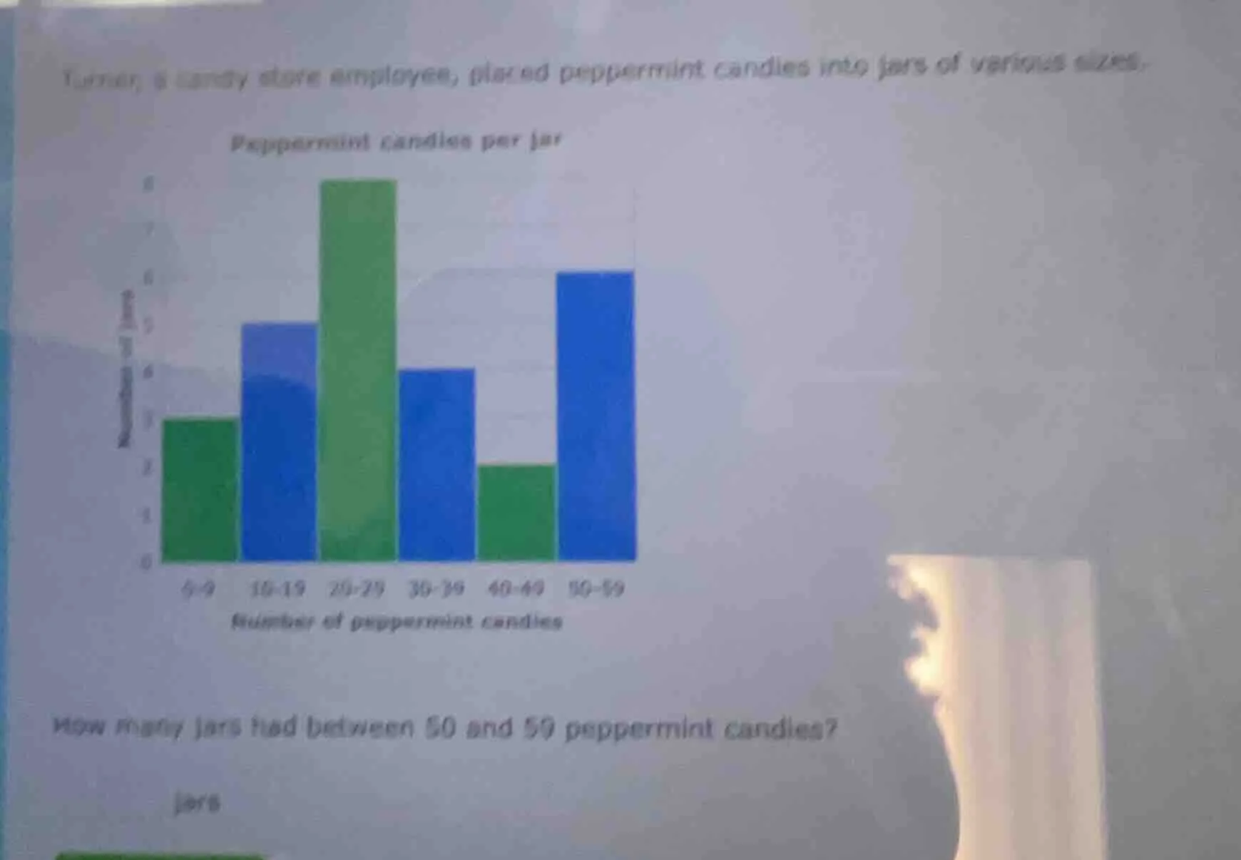 turian, a candy store employee, placed peppermint candies into jars of …