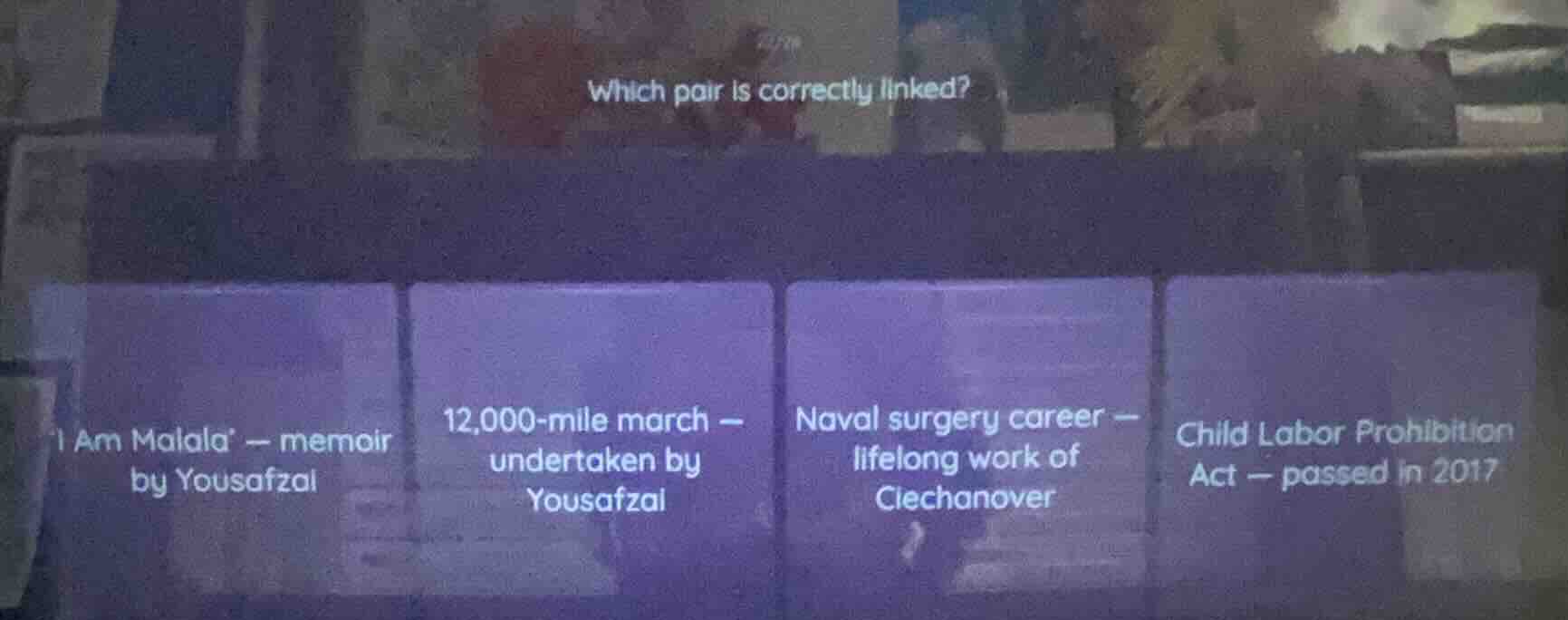 which pair is correctly linked? i am malala — memoir by yousafzal 12,00…